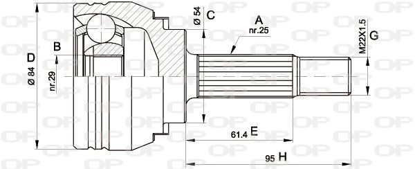 OPEN PARTS Nivelsarja, vetoakseli CVJ5372.10